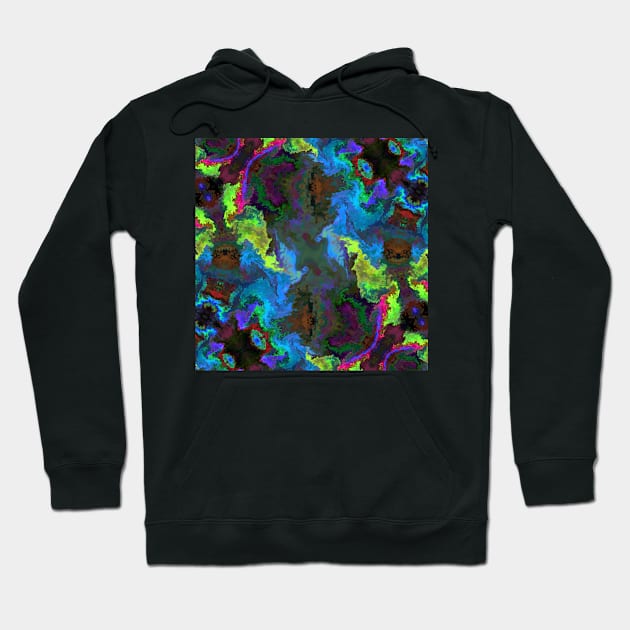 Psychedelic Hippie Square Blue Green and Pink Hoodie by WormholeOrbital